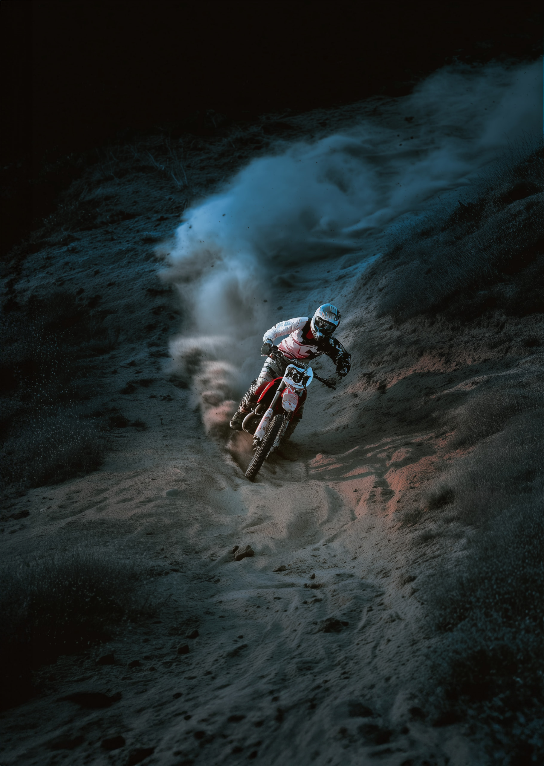 Motorcyclist riding on a dirt track
